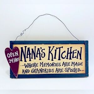 Nana's Kitchen Rustic Farmhouse Sign Wall Decor Wood Plaque Primitive 12x5.5”
